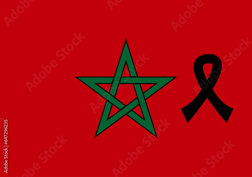 Icono de la bandera de Marruecos con el lazo negro en señal de luto