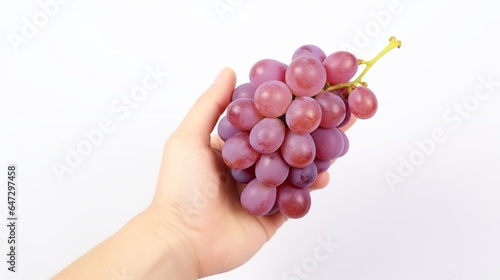 Hand holding grape fruit isolated white background. AI generated