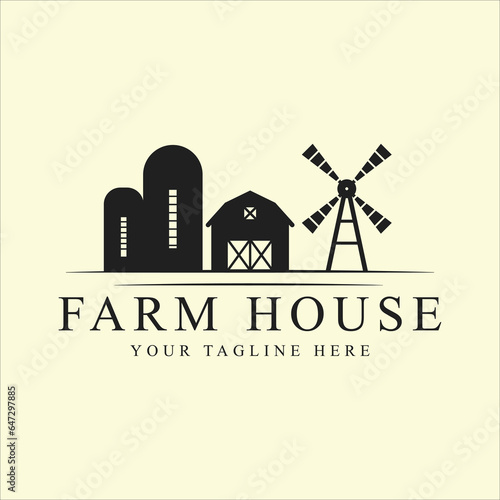 wooden barn or farmhouse line art icon graphic design vector logo illustration template