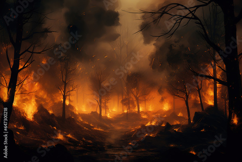 fires burning in the forest, generative ai 