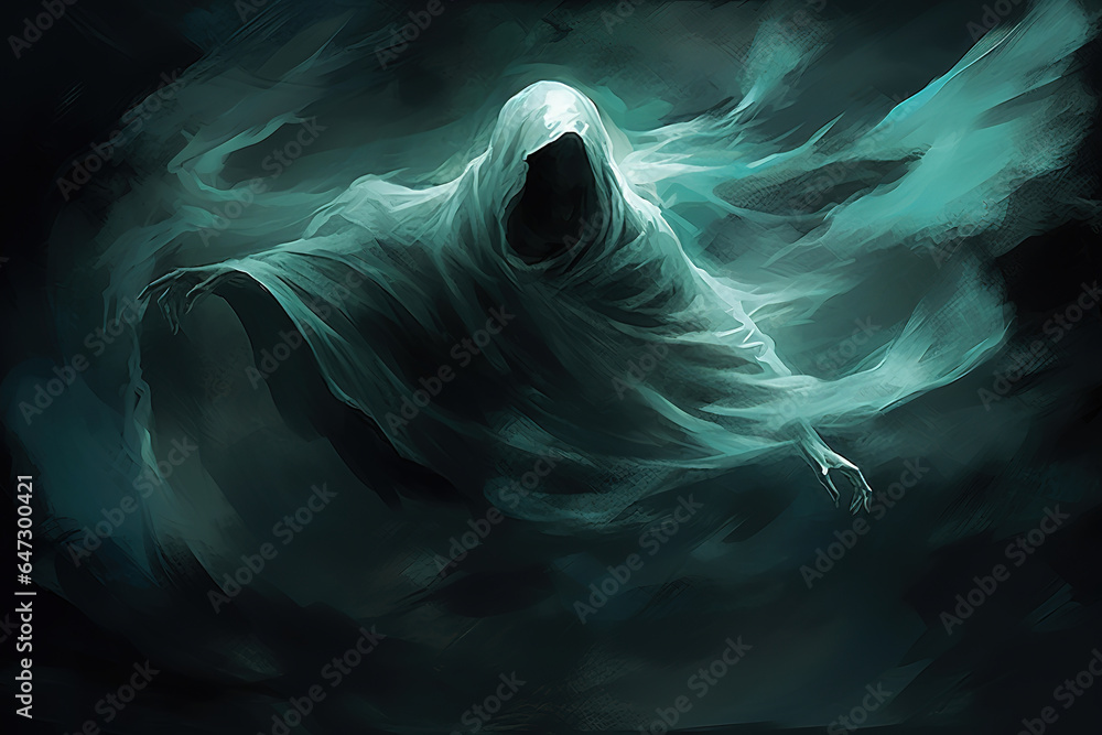 ghost halloween scary, character concept, generative ai  - obrazy, fototapety, plakaty 