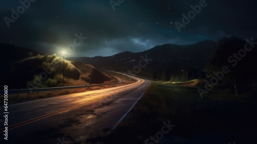Navigating a Rainy Night. A Journey Along the Wet Road