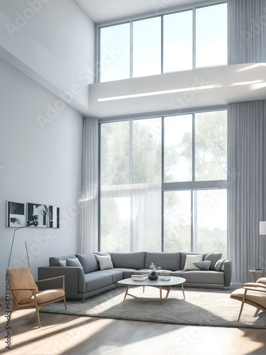 Modern  contemporary living room interior design with fireplace  sectional couch  sofa  coffee table  lamps