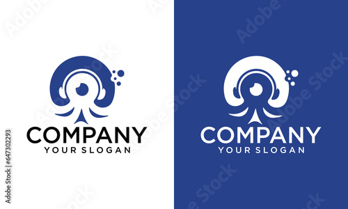 logo design octo headset vector