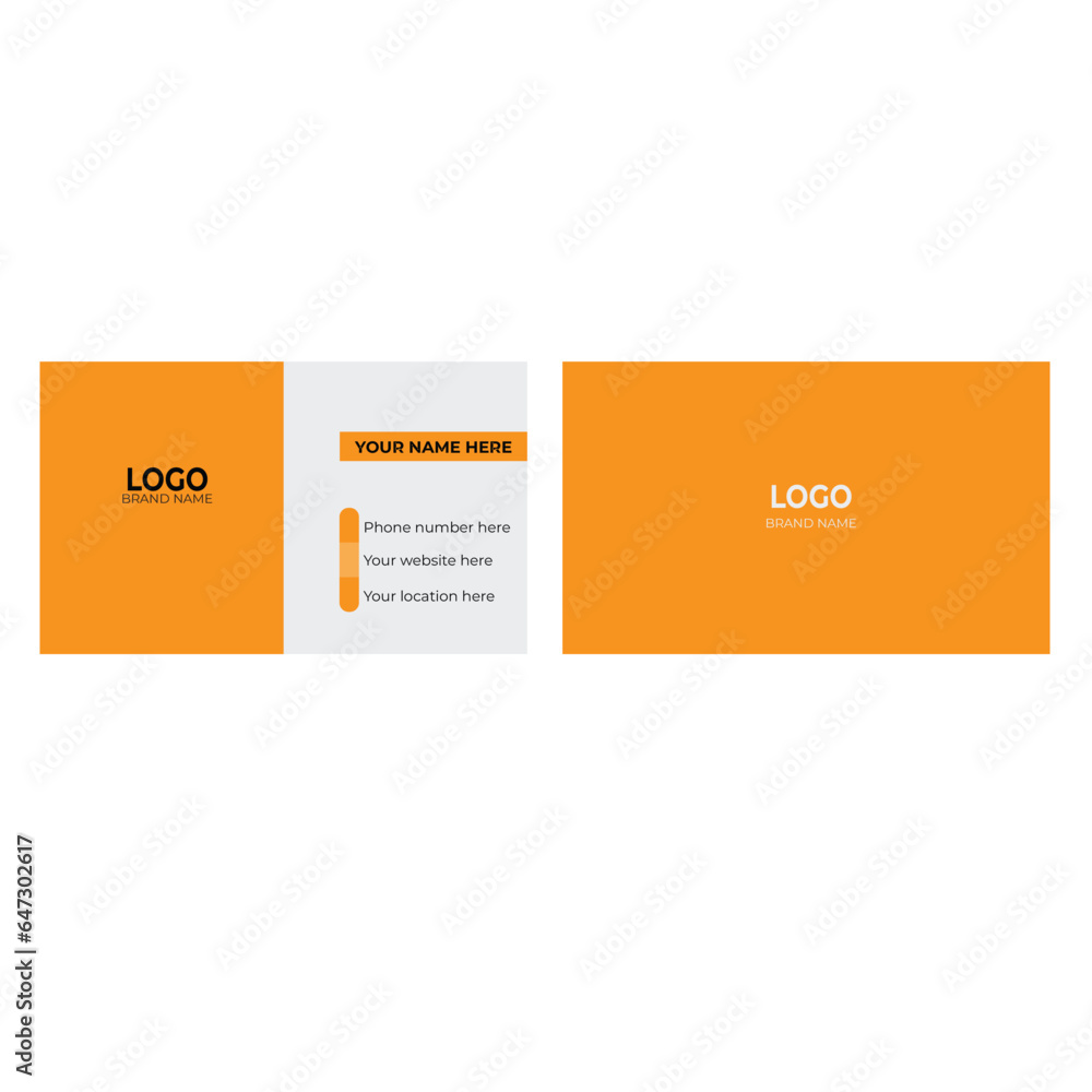 Creative and Simple business card with orange color.A4 size vector illustration ,Horizontal layout print ready