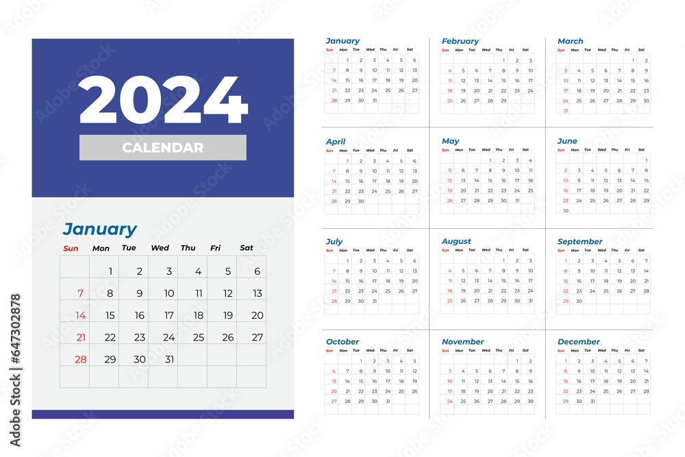 calendar for 2024 - obrazy, fototapety, plakaty 