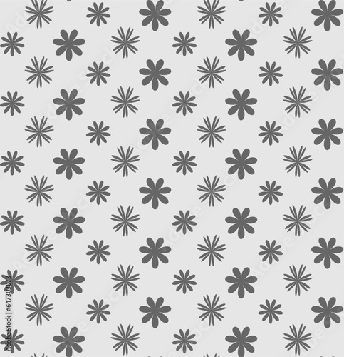 Vector seamless texture in the form of a monochrome pattern of flowers on a gray background