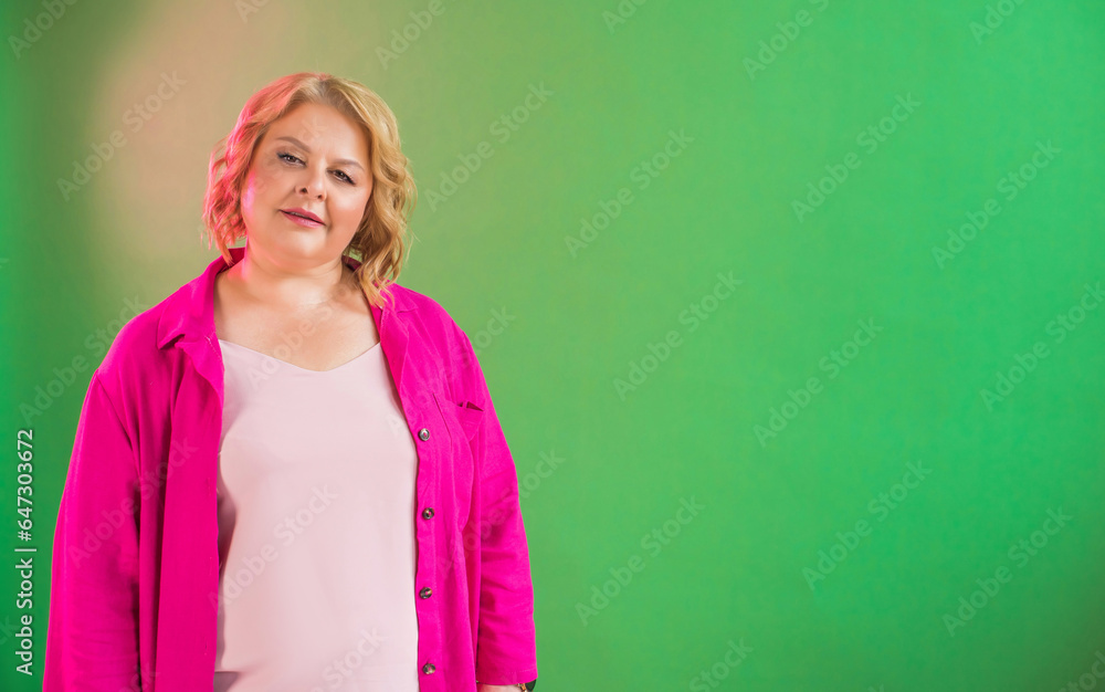 Plus size mature European lady in Business style, illustration of worker of middle age Plus size mature European lady in Business style, illustration of worker of middle age