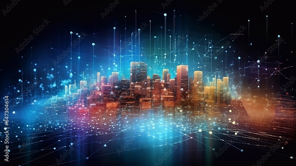 Obraz premium Data science and visual management design concept. Neural network, artificial intelligence, ML, analytics. IoT, internet of things. technology in business in the digital age, enhancing global business