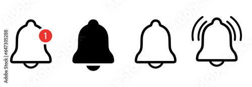 Notification bell icon. Alarm symbol. Ringing bells. Alarm clock and smartphone application alert.
