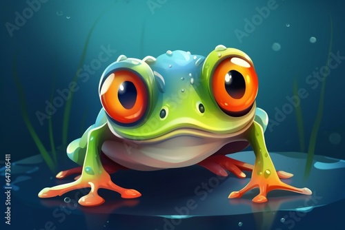 Colorful frog illustration for kids. Generative AI