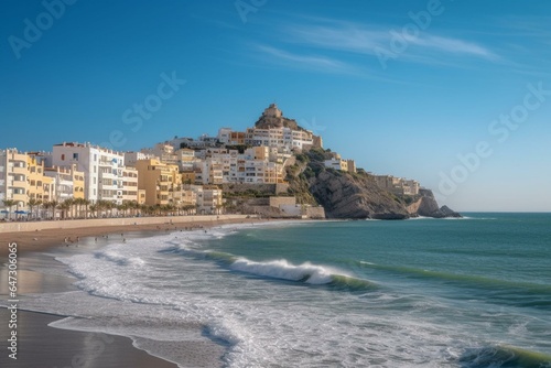 Roquetas de Mar city in Andalusia region with picturesque backdrop. Generative AI photo