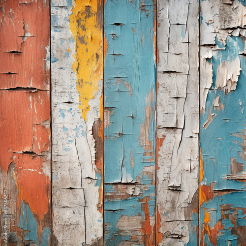Texture of vintage wood boards with cracked paint © digitizesc