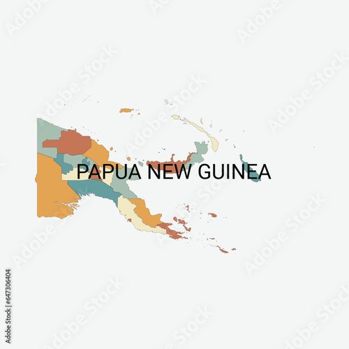 Papua New Guinea vector map with administrative divisions