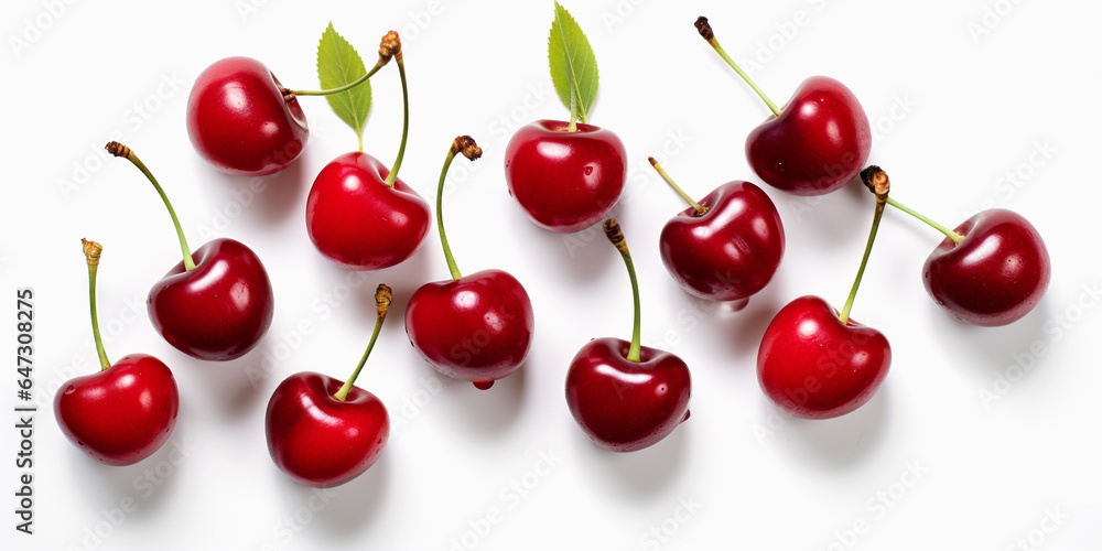 Beautifully placed cherries on a white background Beautifully placed cherries on a white background