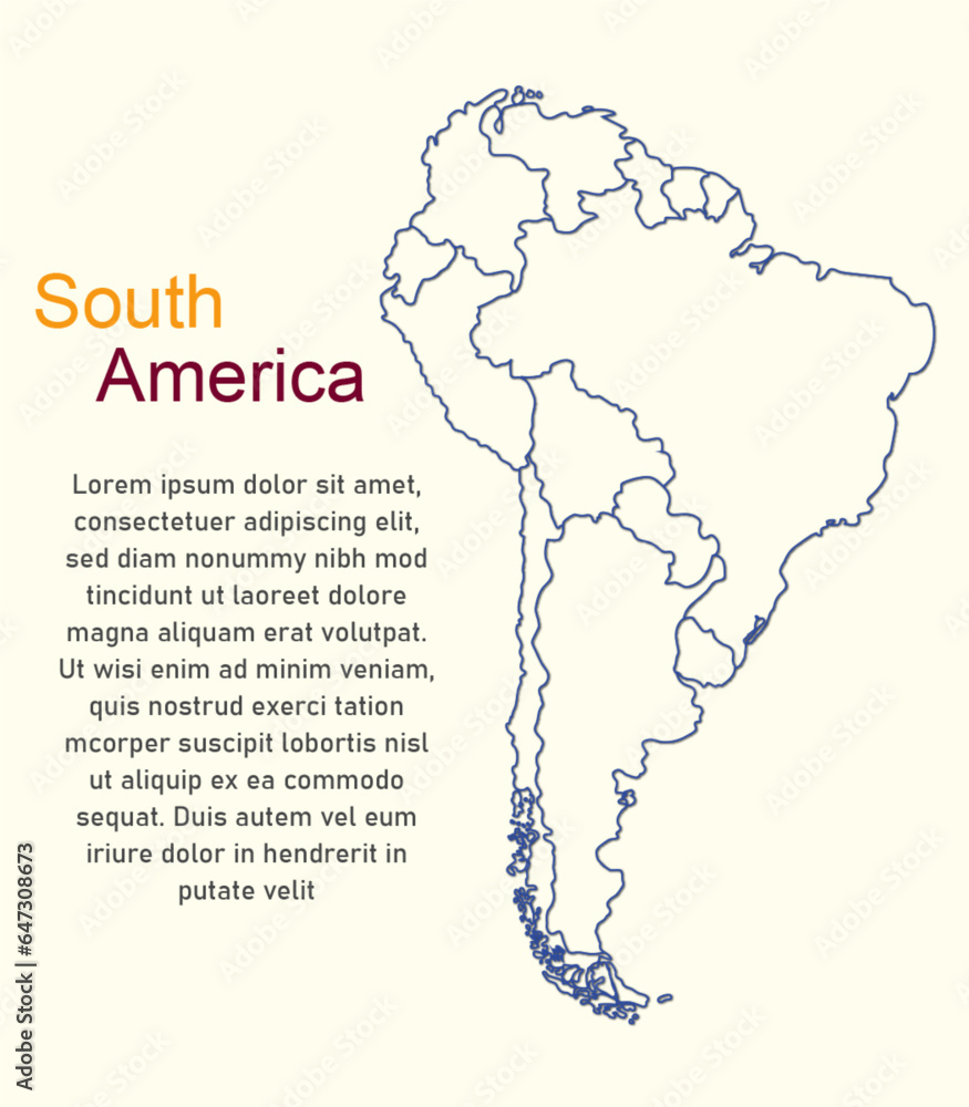 blank map of South America printable outline map of South America Stock