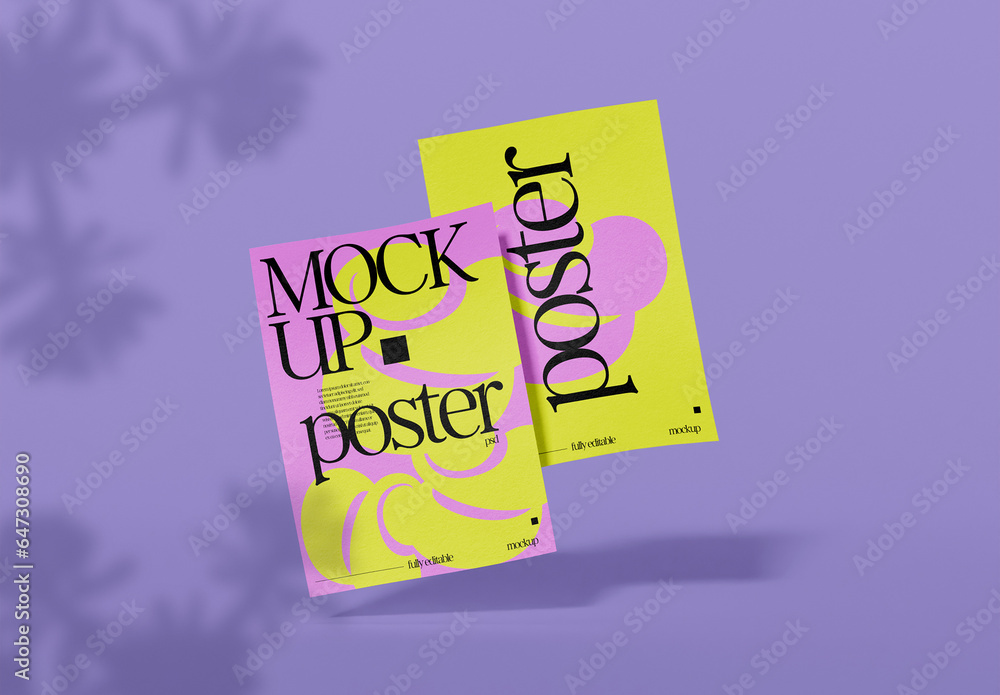 Floating Two Posters Mockup Stock Template | Adobe Stock