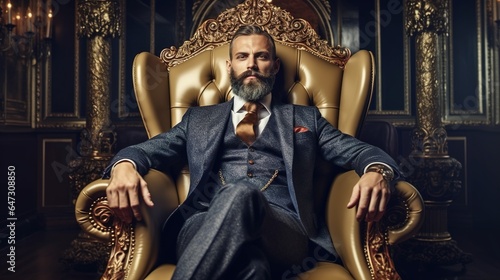 businessman narcissus, sitting in a luxurious chair photo