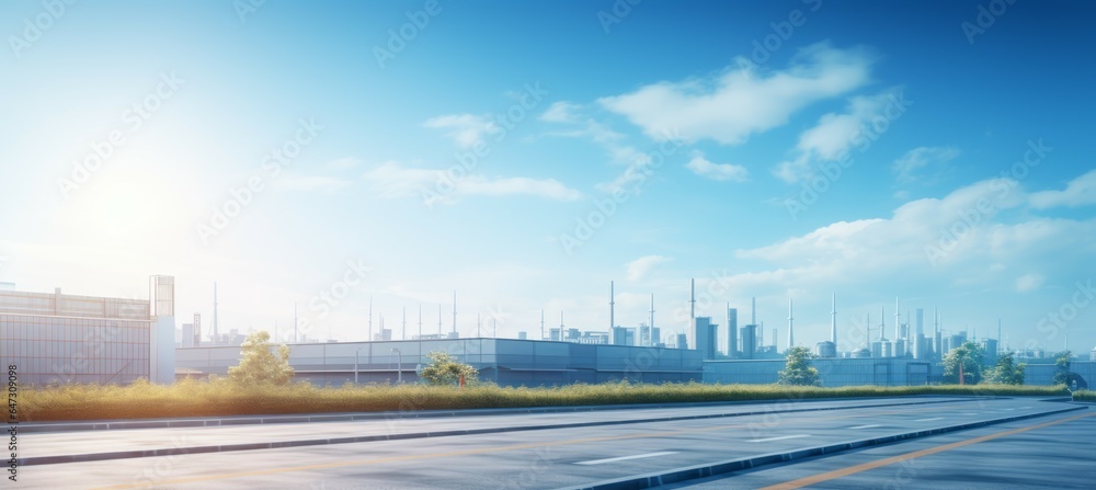Power plant industrial factory area. Generative AI technology. Power plant industrial factory area. Generative AI technology.