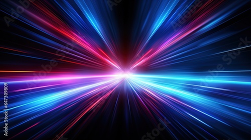 Flash movement of light  neon tunnel. Generation AI