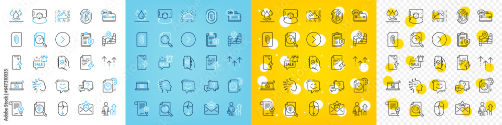 Vector icons set of Vip mail, Smile face and Artificial intelligence line icons pack for web with 24h service, Cloud system, Search document outline icon. Attachment, Swipe up. Vector Vector icons set of Vip mail, Smile face and Artificial intelligence line icons pack for web with 24h service, Cloud system, Search document outline icon. Attachment, Swipe up. Vector