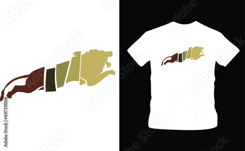 vector hand drawn loin silhouette t-shirt design editable template