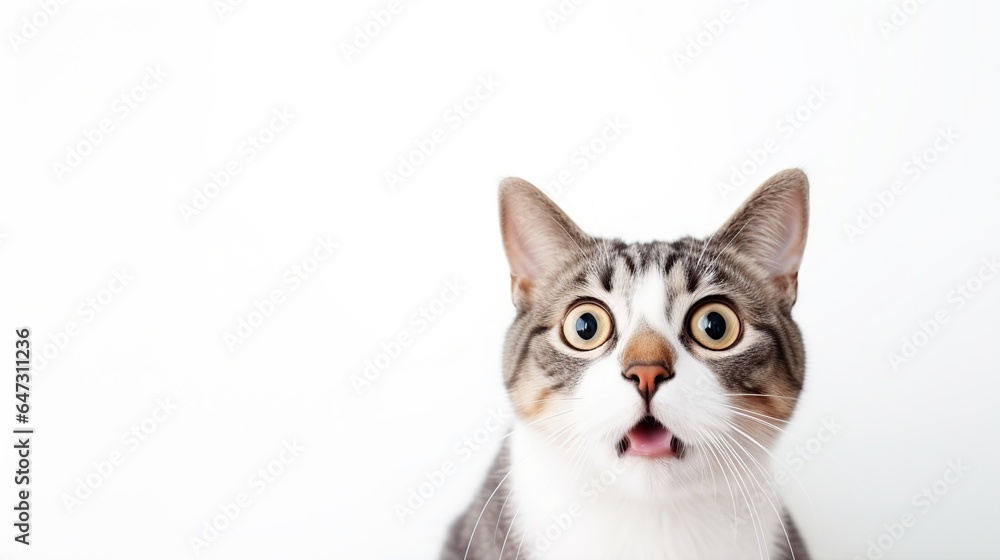 Crazy surprised cat pets close-up.AI generated image