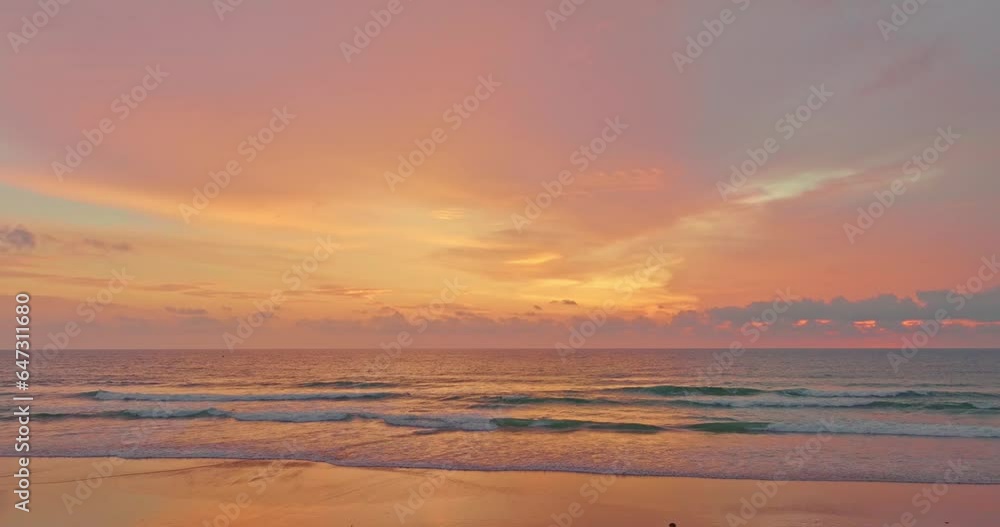 aerial view amazing sky in sunset above the ocean at Karon beach Phuket..Imagine a fantasy bright yellow clouds changing in colorful sky..Gradient color. Sky texture, abstract nature background.. aerial view amazing sky in sunset above the ocean at Karon beach Phuket..Imagine a fantasy bright yellow clouds changing in colorful sky..Gradient color. Sky texture, abstract nature background..