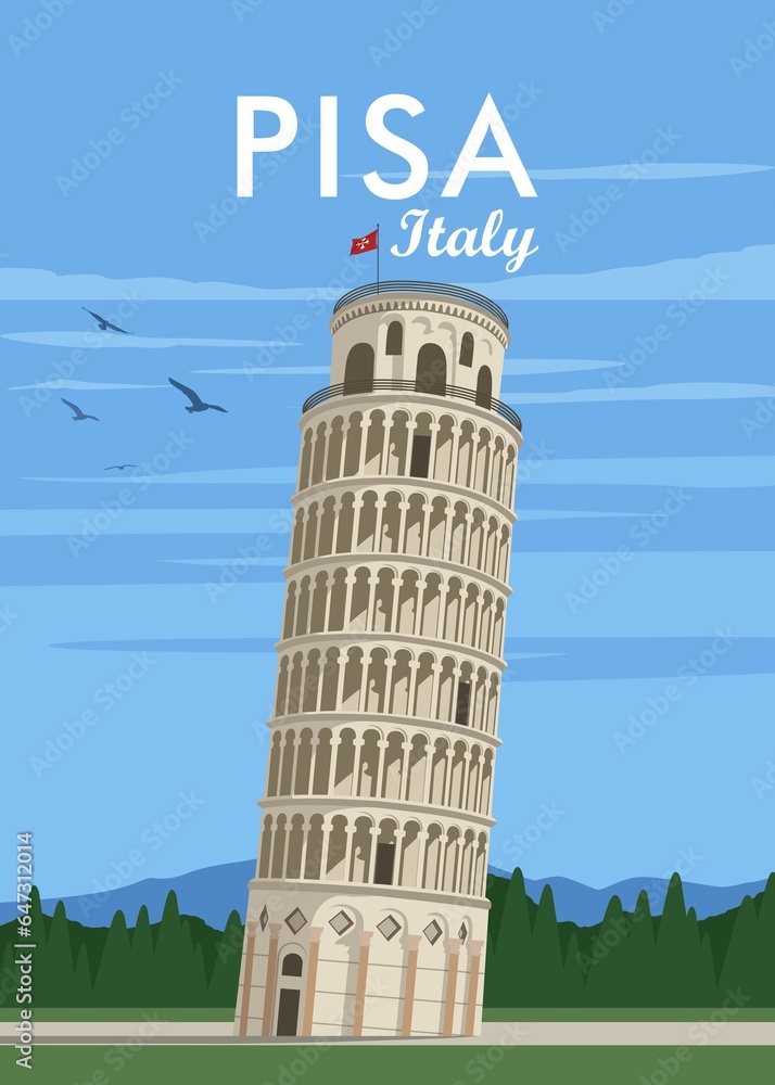 The best view in illustration vector in pisa tower italy