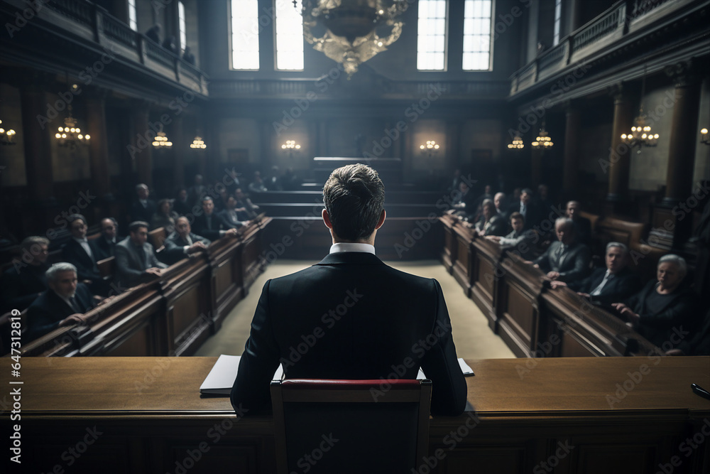 Woman man person judge in courtroom Generative AI picture modern technology Woman man person judge in courtroom Generative AI picture modern technology