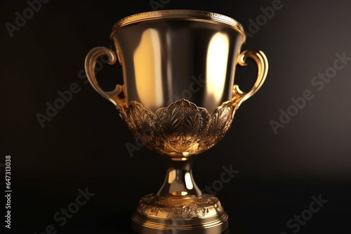 3D image of a victorious golden cup. Generative AI