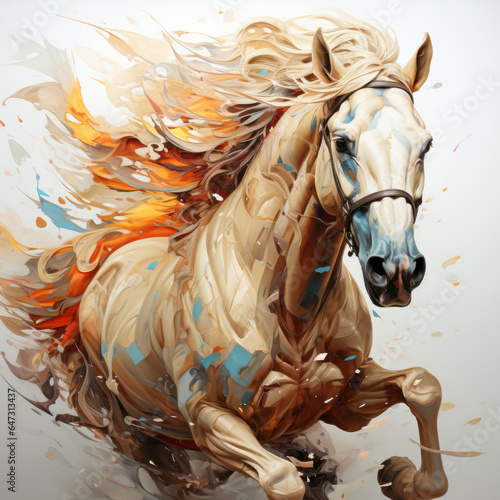 Abstract colorful horse running