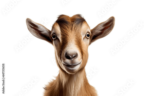 Capturing a Goat's Face isolated on a transparent background, Generative Ai