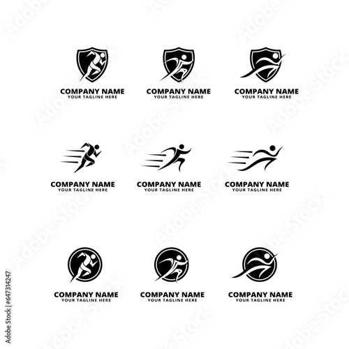 set of running logo vector icon