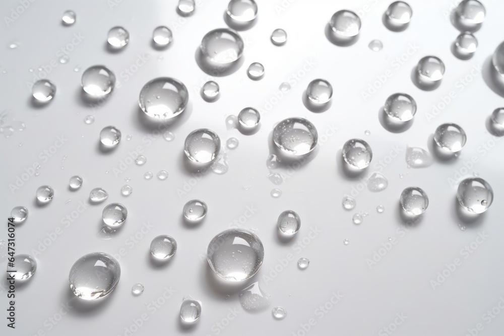 Drops of water on a white background. Generative AI Drops of water on a white background. Generative AI