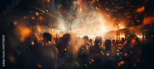 Crowd people at nightclub party. Generative AI technology. © Hero Design