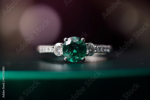 Emerald fashion engagement diamond ring. Generative AI
