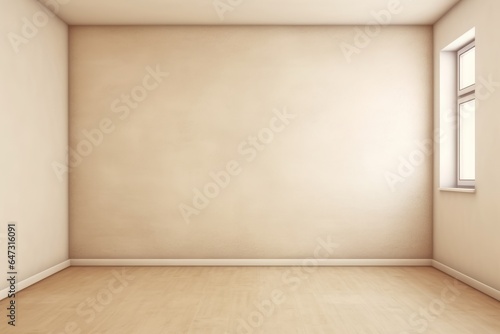 Empty light beige wall with window. Generative AI