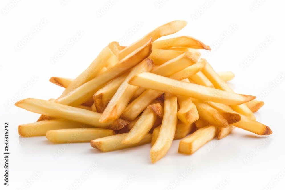 French fries isolated on a white background. Generative AI French fries isolated on a white background. Generative AI