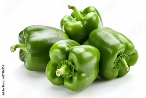 Fotomurale Four green bell peppers isolated on white background