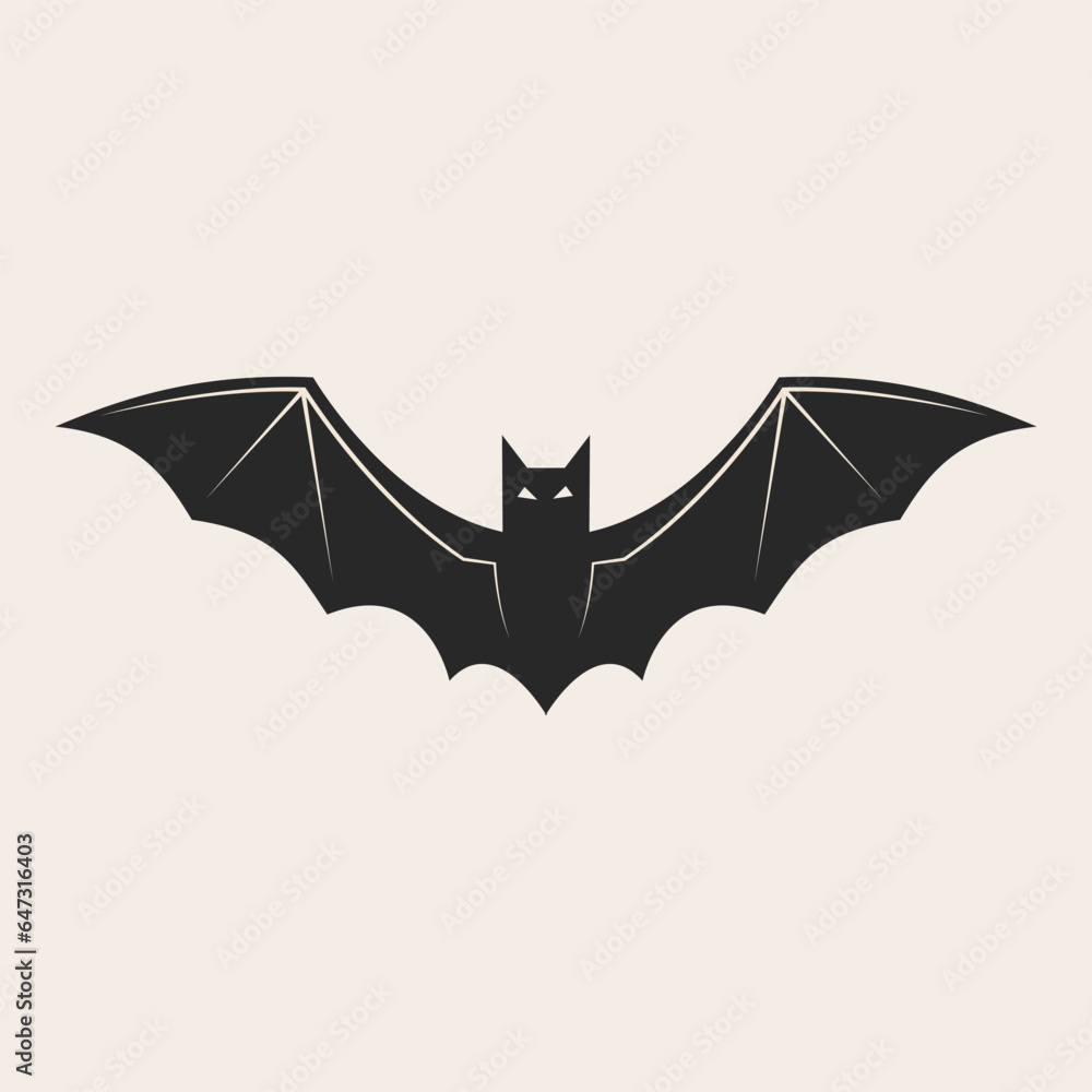 Fototapeta premium Halloween bat Icon, black and white.