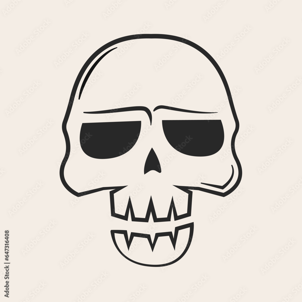 Halloween sed skull Icon, black and white.