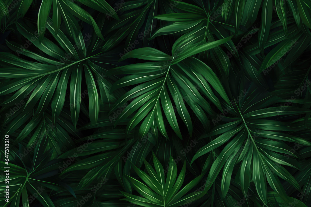 Abstract natural background. Exotic leaves pattern. Creative background with greenpalm leaves