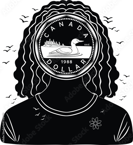 canada dollar coin year 1988 with girl portrait