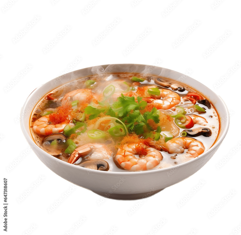 Tom Yum Goong in a bowl, Street Food of Thailand concept
