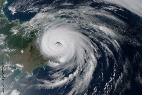 An image showing typhoon Hagibis approaching Japan in October 2019. Generative AI photo