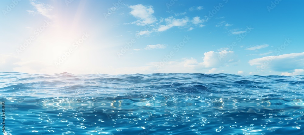 Blue sea water background. Generative AI technology.