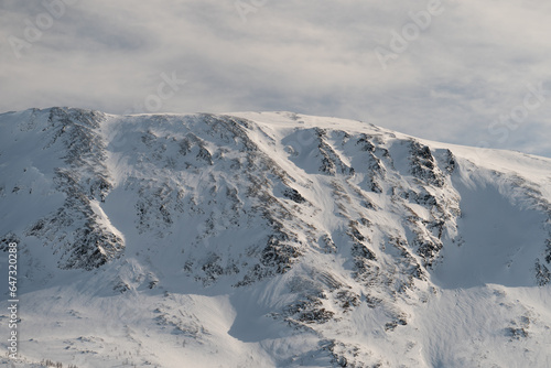 Snowy mountain in the frosty north of Norway