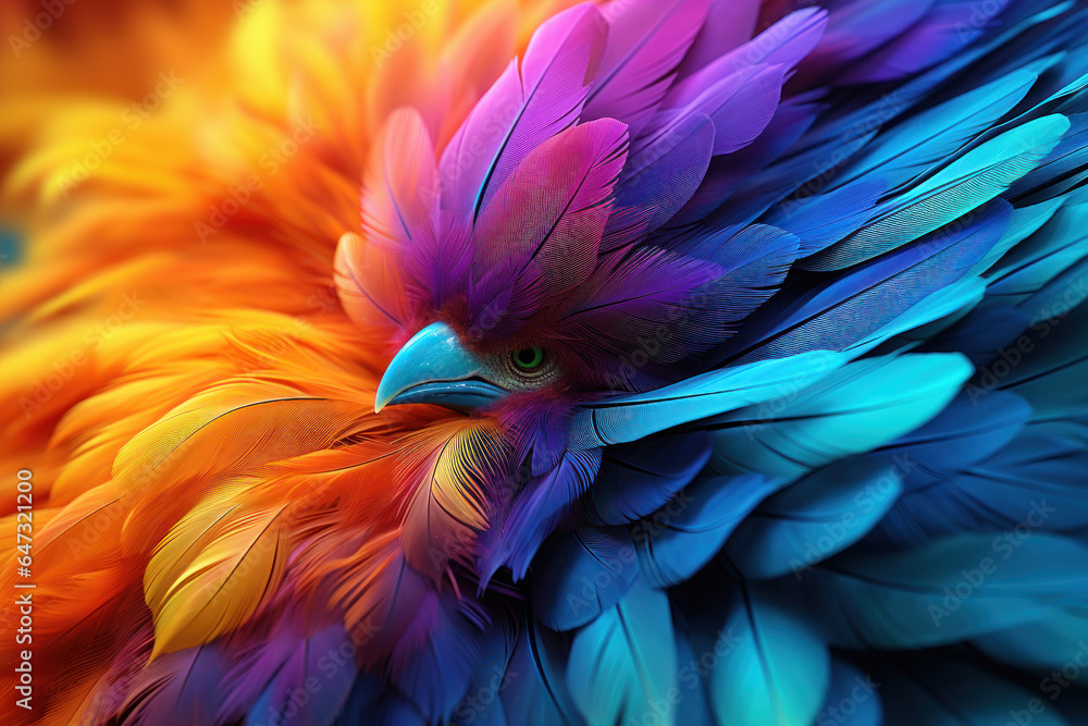 Obraz premium Fantastic bird with bright plumage, a bird from a fairy tale