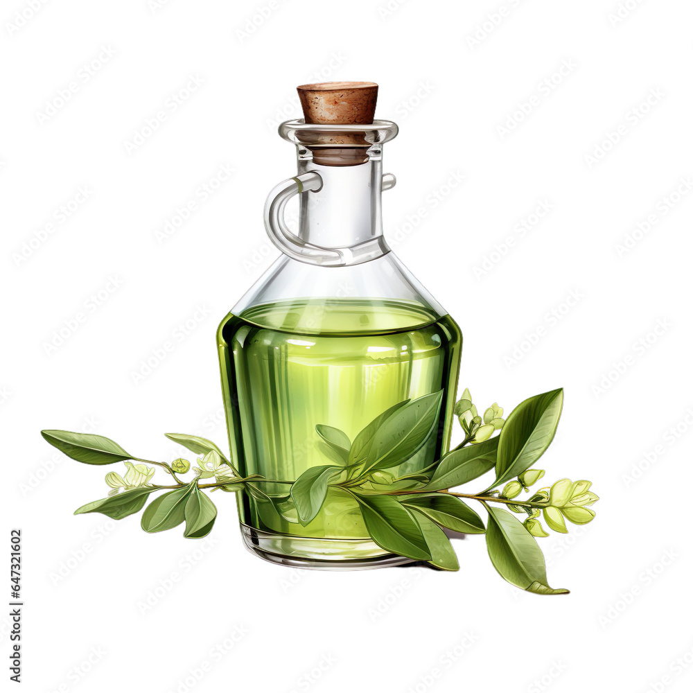 front view close up of Eucalyptus oil with ingredients isolated on a white transparent background front view close up of Eucalyptus oil with ingredients isolated on a white transparent background